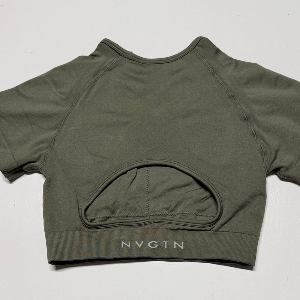 NVGTN Vortex Seamless Open Back Olive Green Top Small - Picture 5 of 5